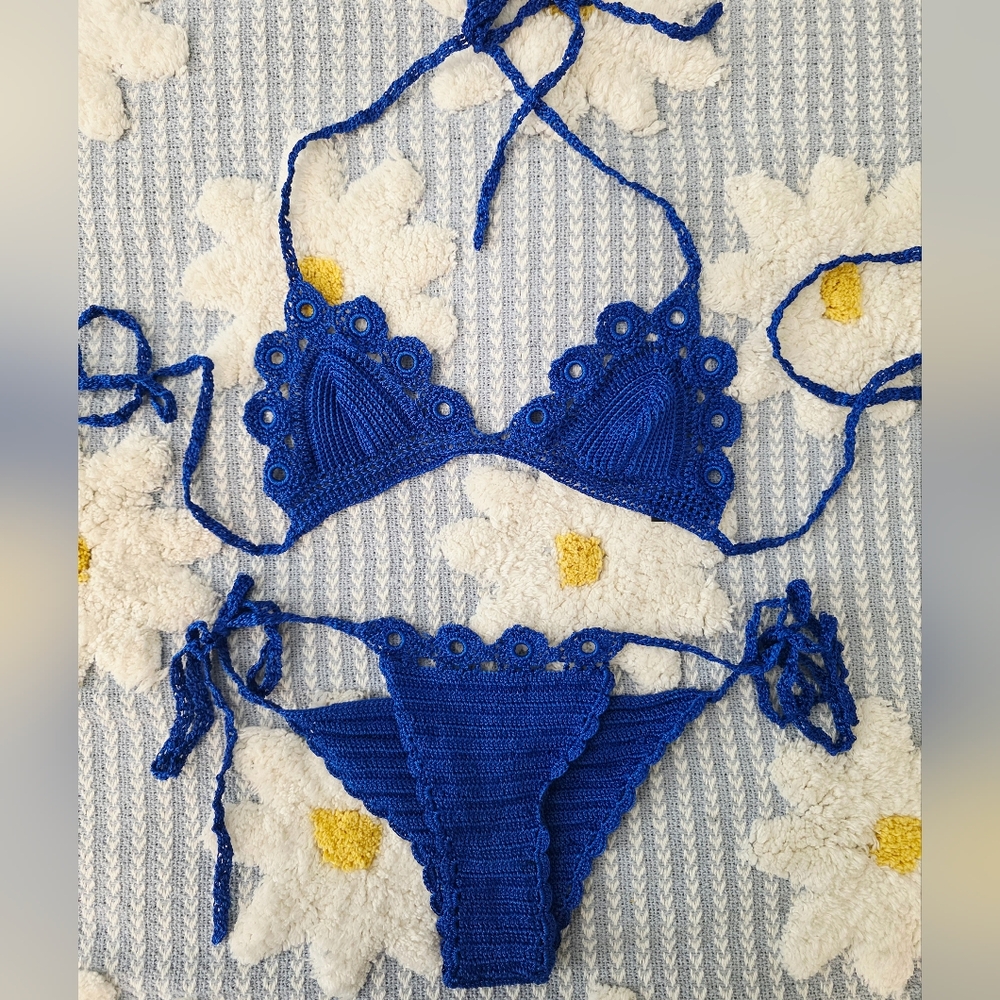 Blue Crochet Bikini Set